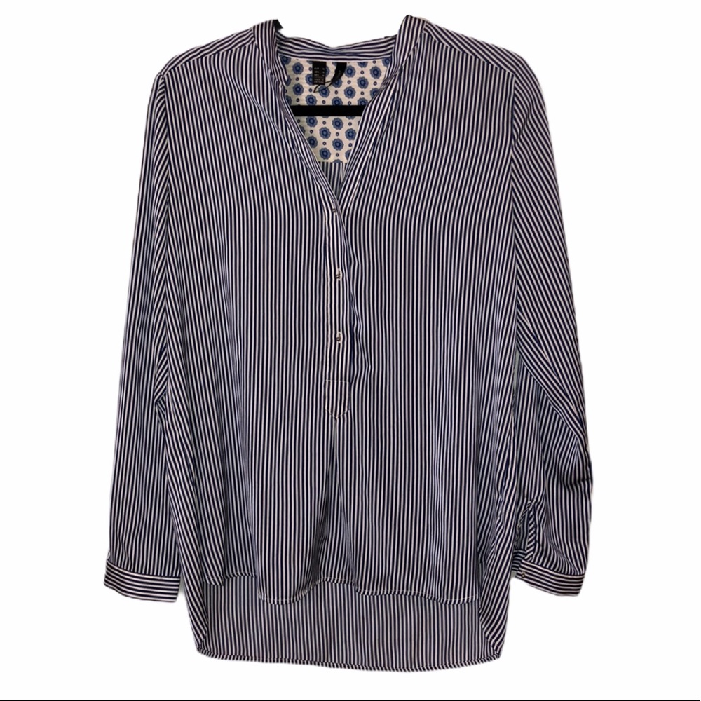 MNG high low striped blouse size medium